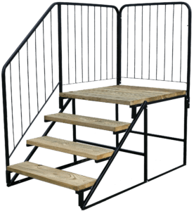 Wood Metal Steps With Handrail